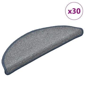 Vidaxl Stopniščne preproge 30 kosov 56x17x3 cm svetlo sive in modre polkrožne