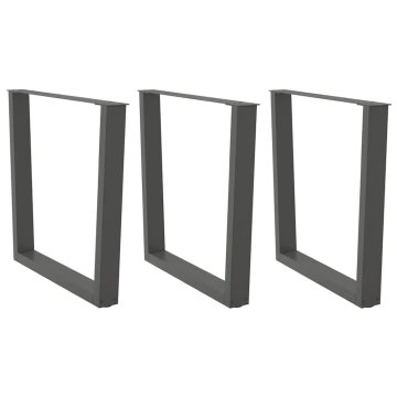 shumee vidaXL Noge jedilne mize V-oblika 3 kosi Antracit 80x(72-73,3)cm Jeklo