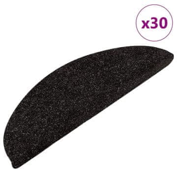 shumee vidaXL Preproge za stopnice samolepilne 30 kosov črne 56x17x3 cm