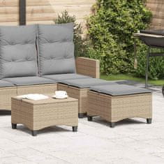 Vidaxl Vrtni stolčki z blazinami 2 kosa Bež 55x55x36 cm Poly Rattan