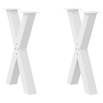 Vidaxl Noge za jedilno mizo v obliki črke X, 2 kosa, bele barve, 60 x (72-73) cm, jeklo