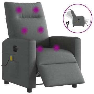Vidaxl vidaXL Električni masažni stol z naslonjalom, temno siv, blago