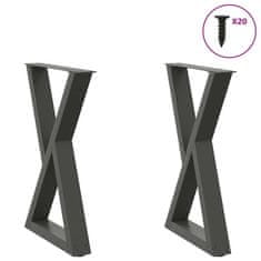 shumee vidaXL Noge jedilne mize 2 kosa Antracit 60x(72-73,3) cm Jeklo