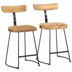 shumee vidaXL Barski stolčki 2 črni 49x43x79 cm trden mangov les