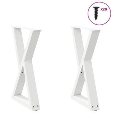 Vidaxl Noge za jedilno mizo 2 kosa bele 60 x (72-73,3) cm jeklo