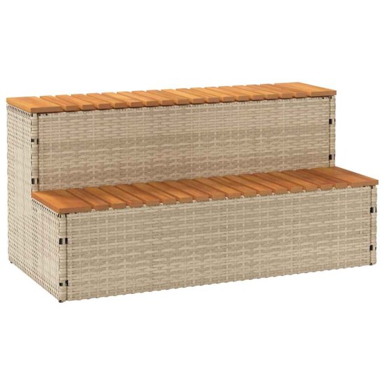 shumee vidaXL Korak za masažno kad bel 100x50x50,5cm poli ratan/trden akacija