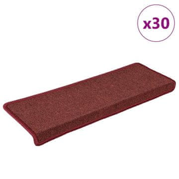 shumee vidaXL Preproge za stopnice 30 kosov 65x21x4 cm mat rdeče