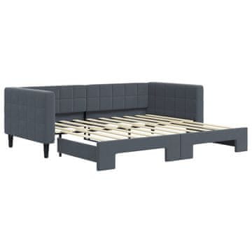 Vidaxl Izvlečna dnevna postelja temno siva 90x190 cm žamet
