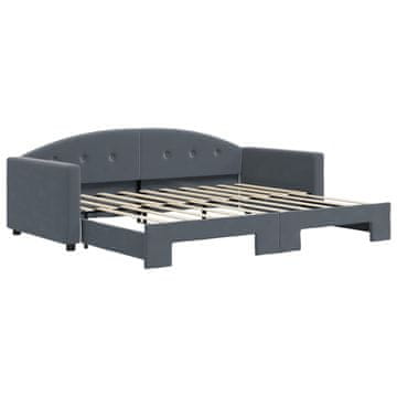 Vidaxl Izvlečna dnevna postelja temno siva 90x190 cm žamet