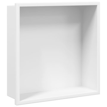 Vidaxl Niša za tuš kabino mat bela 32x32x9 cm nerjaveče jeklo