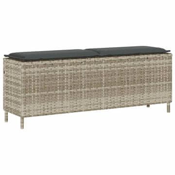 Vidaxl Vrtna klop z blazino svetlo siva 110x30x40,5 cm poli ratan