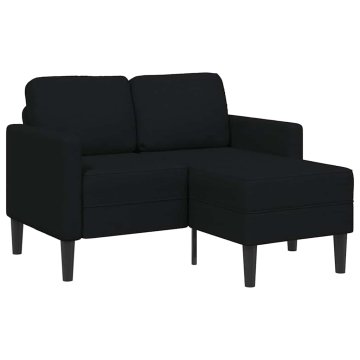 Vidaxl 2-sedežna zofa z ležiščem v obliki črne črne 125 cm tkanina