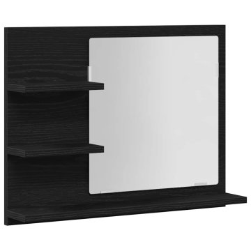 Vidaxl Kopalniško ogledalo črni hrast 60x10,5x45 cm iverna plošča
