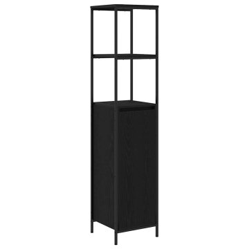 Vidaxl Kopalniška omarica s policami črni hrast 36x35x165 cm