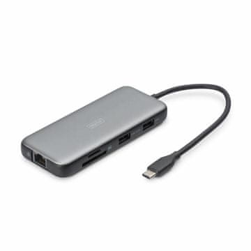 Digitus priklopna postaja USB 3.2 TipC 8v1 4K siva DA-70915