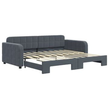 Vidaxl Izvlečna dnevna postelja temno siva 90x190 cm žamet