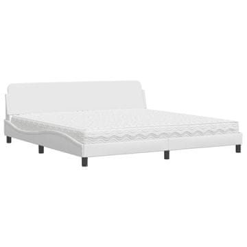 Vidaxl Postelja z vzmetnico Dover bela 200x200 cm umetno usnje
