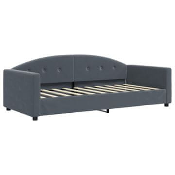 Vidaxl Dnevna postelja brez vzmetnice temno siva 90x190 cm žamet