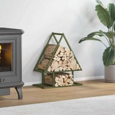 Vidaxl Stojalo za drva olivno zelena 50x25x60 cm hladno valjano jeklo