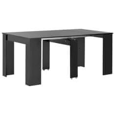 Vidaxl Raztegljiva jedilna miza visok sijaj črna 175x90x75 cm
