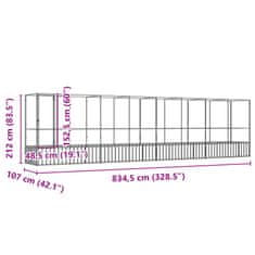 Vidaxl Voliera s podaljškom srebrna 834,5x107x212 cm jeklo