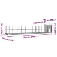 Vidaxl Voliera s podaljškom srebrna 1244x203x216 cm jeklo