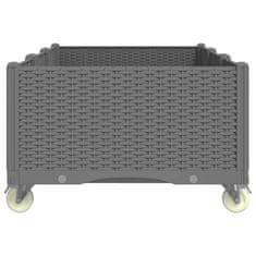 Vidaxl Cvetlično korito s kolesi svetlo sivo 150x80x54 cm PP