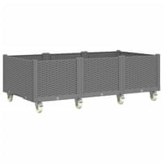 Vidaxl Cvetlično korito s kolesi svetlo sivo 150x80x54 cm PP