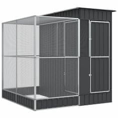 Vidaxl Voliera s podaljškom srebrna 209x203x216 cm jeklo