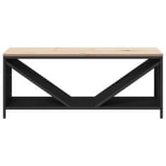 Vidaxl Stojalo za drva z lesenim vrhom črno 100,5x35,5x40 cm