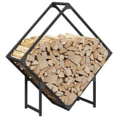 Vidaxl Stojalo za drva črno 80x25x80 cm hladno valjano jeklo