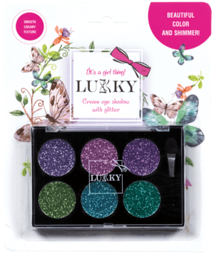 Lukky kremno senčilo za oči z bleščicami in čopičem, 6 barv (3
