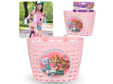Paw Patrol Paw Patrol Rožnata otroška košara za krmilo, dekliška košara za kolo 20x15x16 cm