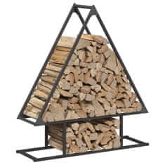 Vidaxl Stojalo za drva črno 80x25x90 cm hladno valjano jeklo