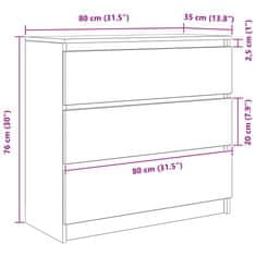 Vidaxl Komoda dimljeni hrast 80x35x76 cm inženirski les