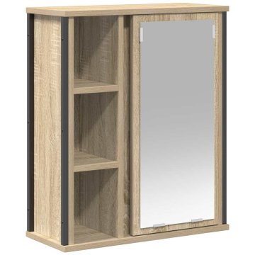 Vidaxl Kopalniška stenska omarica z ogledalom sonoma hrast 50x21x60 cm