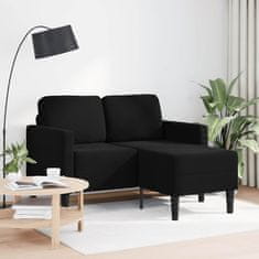 Vidaxl 2-sedežna zofa z ležiščem v obliki črne črne 125 cm žamet