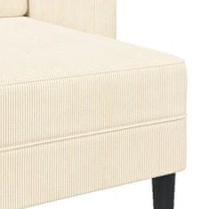 Vidaxl 2-sedežni kavč z ležiščem v obliki črke L kremast 125 cm platno