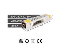 Eco light Napajanje LED 60W 12V 5A IP20 SLIM 160x40x32 mm 