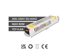 Eco light Napajanje LED 80W 12V 6.6A IP20 SLIM 160x45x35mm 
