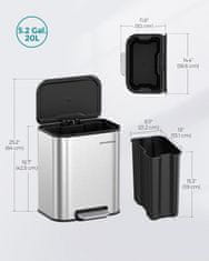 Songmics Koš za kuhinjske odpadke 20L LTB542E20