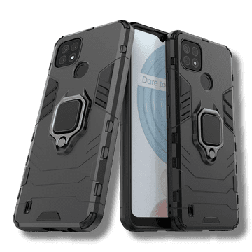 Infostyle Silikonski ovitek "ring" za Realme C21 - Črna