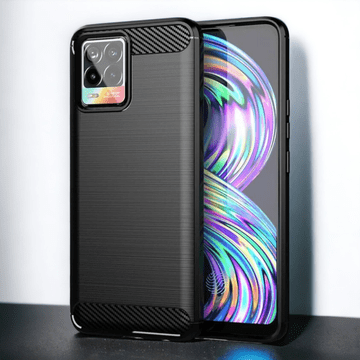 Infostyle Silikonski ovitek "carbon" za Realme 8 4G - Črna Črna / TPU silikon