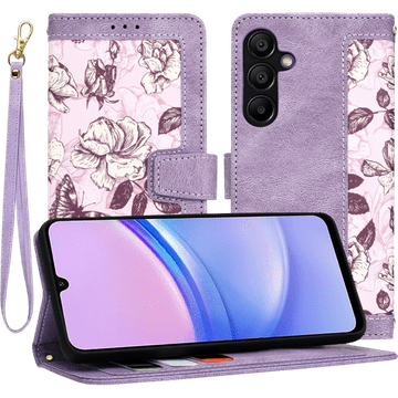 Infostyle Preklopna torbica za telefon ''Flower'' Samsung Galaxy A15 4G/5G, vijolična