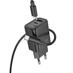 Hoco Polnilec N61 GaN PD 20W USB-A, Type C s kablom Type C na Type C za Samsung - črn