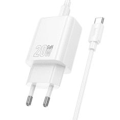 Hoco Polnilec N60 GaN PD 20W Type C s kablom Type C na Type C za Samsung - bel