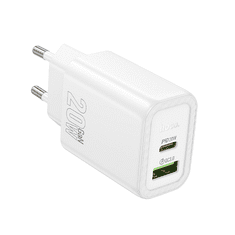 Hoco Polnilec adapter N61 GaN PD 20W USB-A, Type C za Samsung, iPhone - bel