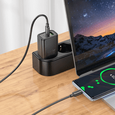 Hoco Polnilec adapter N61 GaN PD 20W USB-A, Type C za Samsung, iPhone - črn