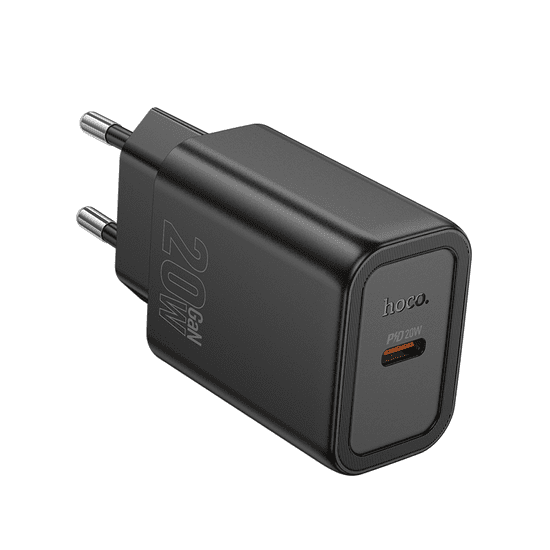 Hoco Polnilec adapter N60 GaN PD 20W Type C za Samsung, iPhone - črn
