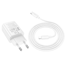 Hoco Polnilec N61 GaN PD 20W USB-A, Type C s kablom Type C na Lightning za iPhone - bel